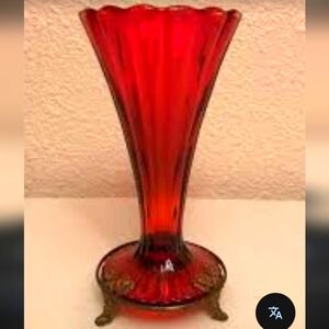Vintage Ruby Red Glass Sheffield Trumpet Vase